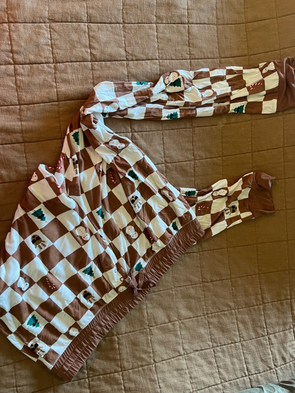 Little Sleepies Brown and White Checkered Holiday Pajama Pants Womens L